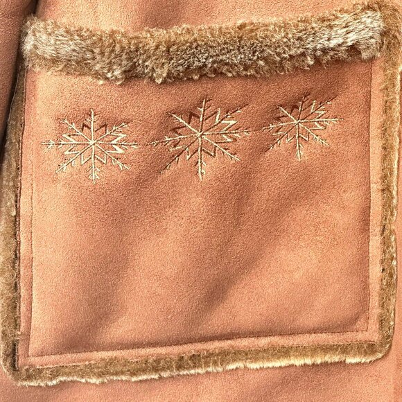 Womens Western Coat Ranch Boho Faux Sheepskin Faux Fur Lined Hooded Caramel M - Picture 10 of 16